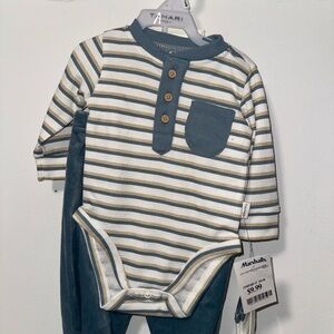 Tahari Blue and White Striped Kids Matching Set